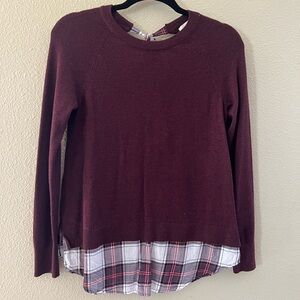 LOFT Burgundy/Plaid Sweater